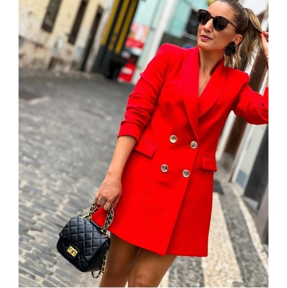 open lace back dress A LA MODE MINI BLAZER DRESS IN RED  AKIRA